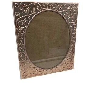 Vintage Rose Gold Picture Frame Oval Photo Display Floral Embossed Design Decor